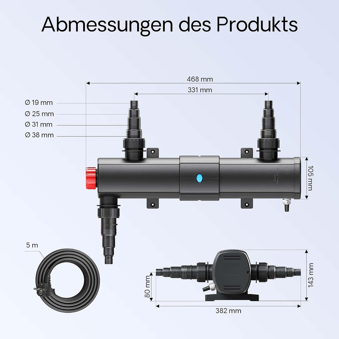 SunSun CBF-350 CUV-224 24W Set NEO8000 Pumpe Schlauch Teichfilterset