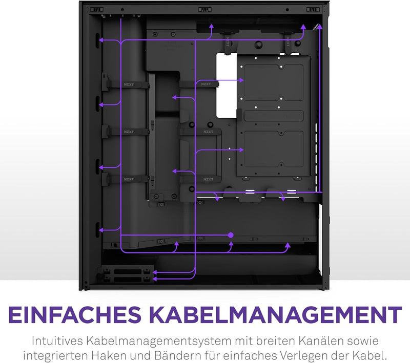 NZXT H7 Flow | Mid-Tower-ATX-Airflow-Gehäuse | Bis zu 3 x 120-mm-Lüfter im Boden zur direkten GPU-Kü