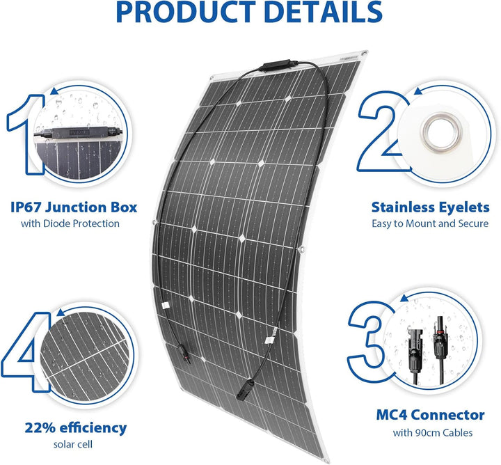 100W Solarpanel 18V Flexibel Solarmodul Robust für Outdoor Aufladung 100W 1, 100W 1