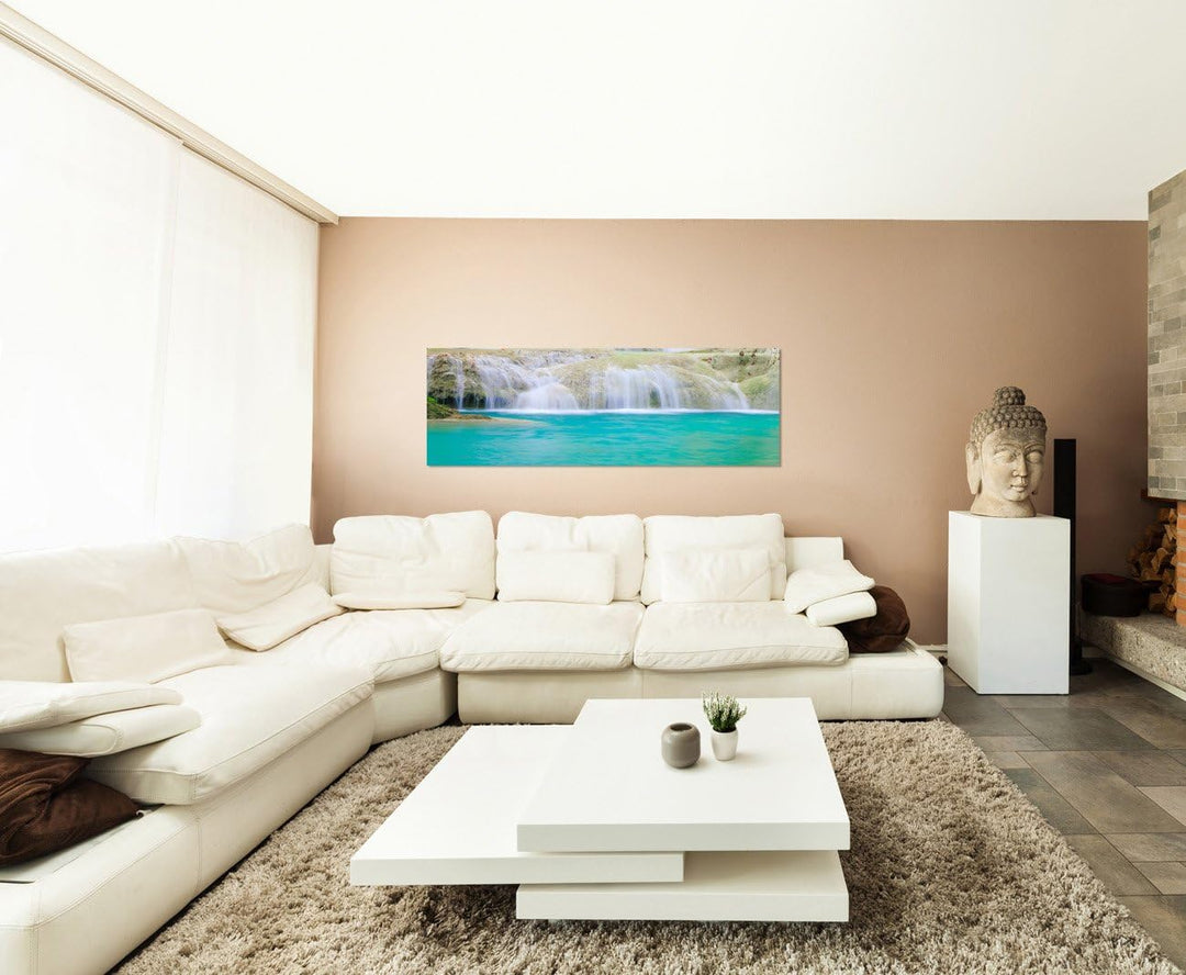 Paul Sinus Art Panoramabild auf Leinwand und Keilrahmen 150x50cm Thailand Nationalpark Wasserfall Na