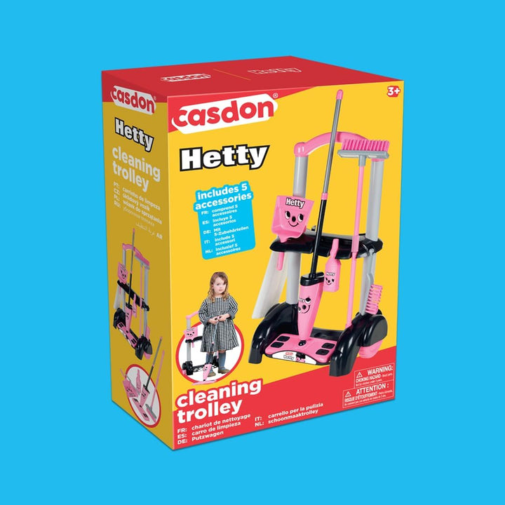 Casdon Hetty Cleaning Trolley , Hetty-Inspired Toy Cleaning Trolley For Children Aged 3+ , Wheels Ar