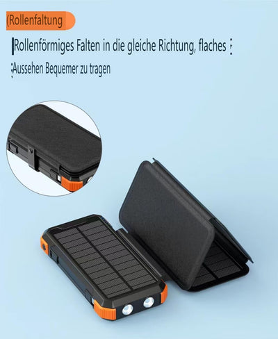 Solar Power Bank 20000MAh, Hand Cranked Power Eingebaute Kabel Drahtlose Aufladung Dual Scheinwerfer