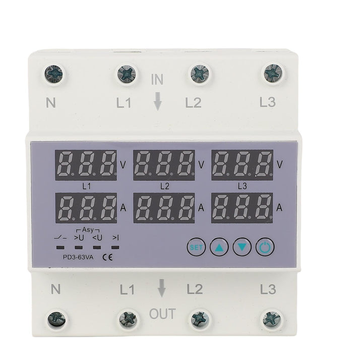 3-Phasen-DIN-Schienen-Voltmeter-Amperemeter-Multitester, AC 390‑500 V Automatischer Überspannungs-Üb