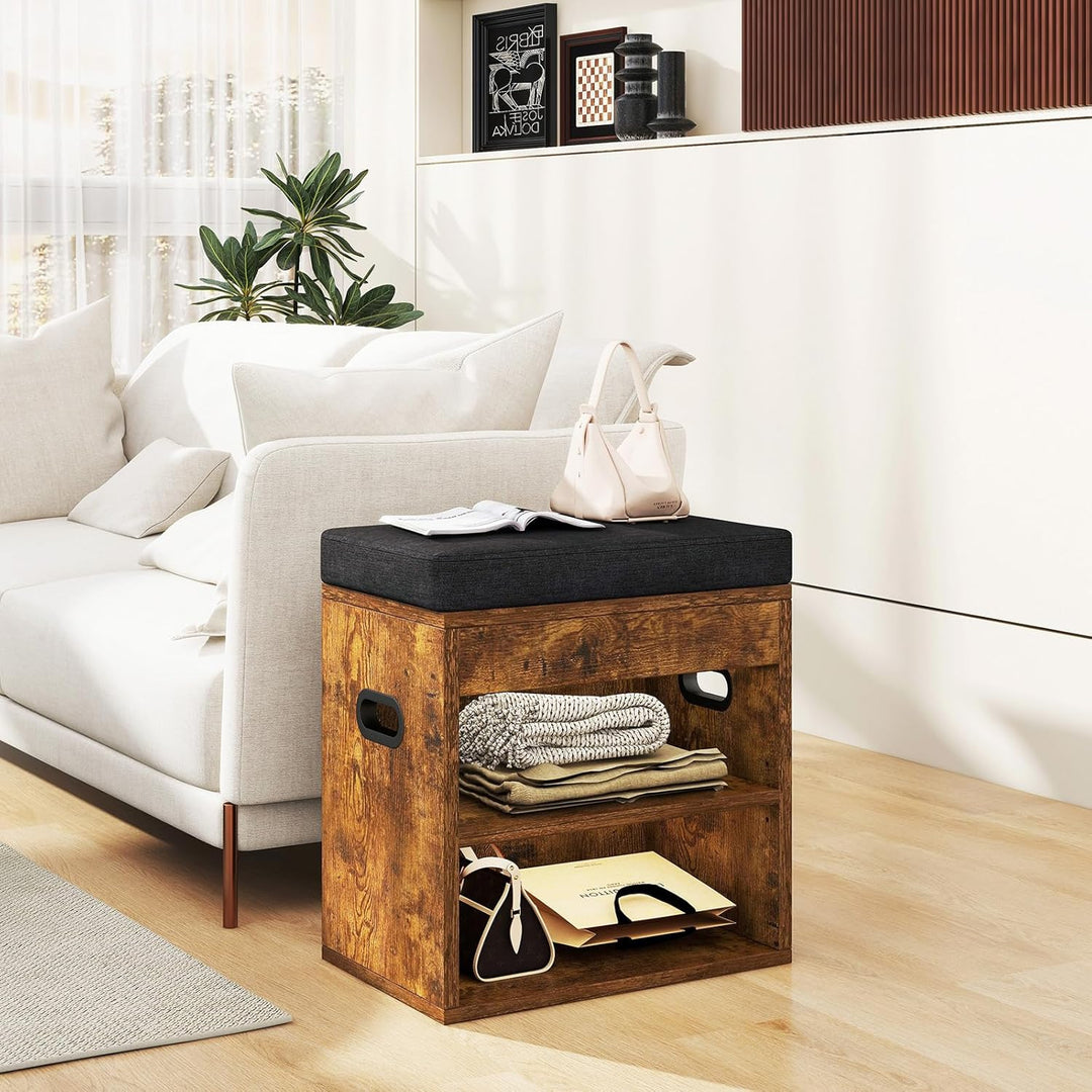 YMYNY Schuhbank mit Sitzfläche und Schublade, 2-Stufig Schuhschrank mit sitzbank, Schuhregal Klein m