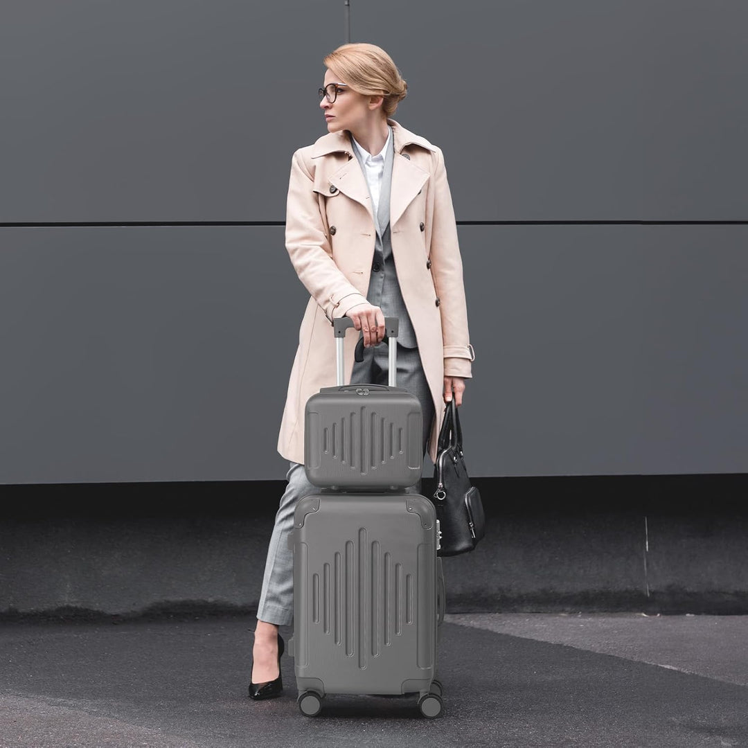 LEADZM Kofferset 2 teilig, Reisekoffer Set mit Kosmetikkoffer und Eckenschutz, Koffer Set Hartschale