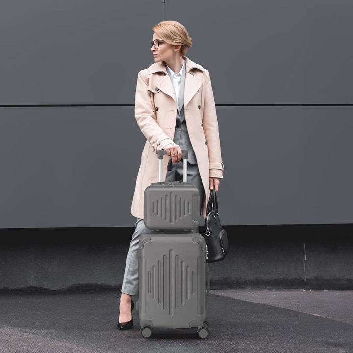 LEADZM Kofferset 2 teilig, Reisekoffer Set mit Kosmetikkoffer und Eckenschutz, Koffer Set Hartschale