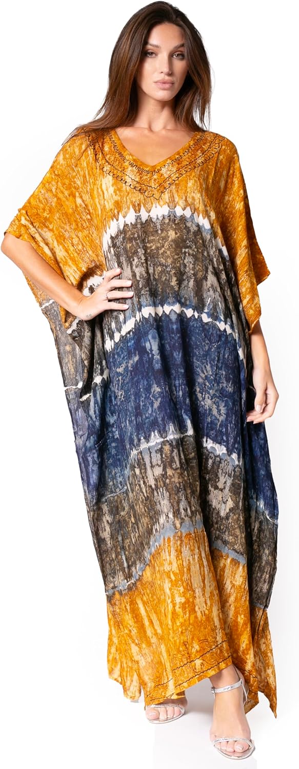 Sakkas Catia Damen Boho Lässig Lang Maxi Caftan Kleid Kaftan Vertuschung LougeWear Einheitsgrösse 18