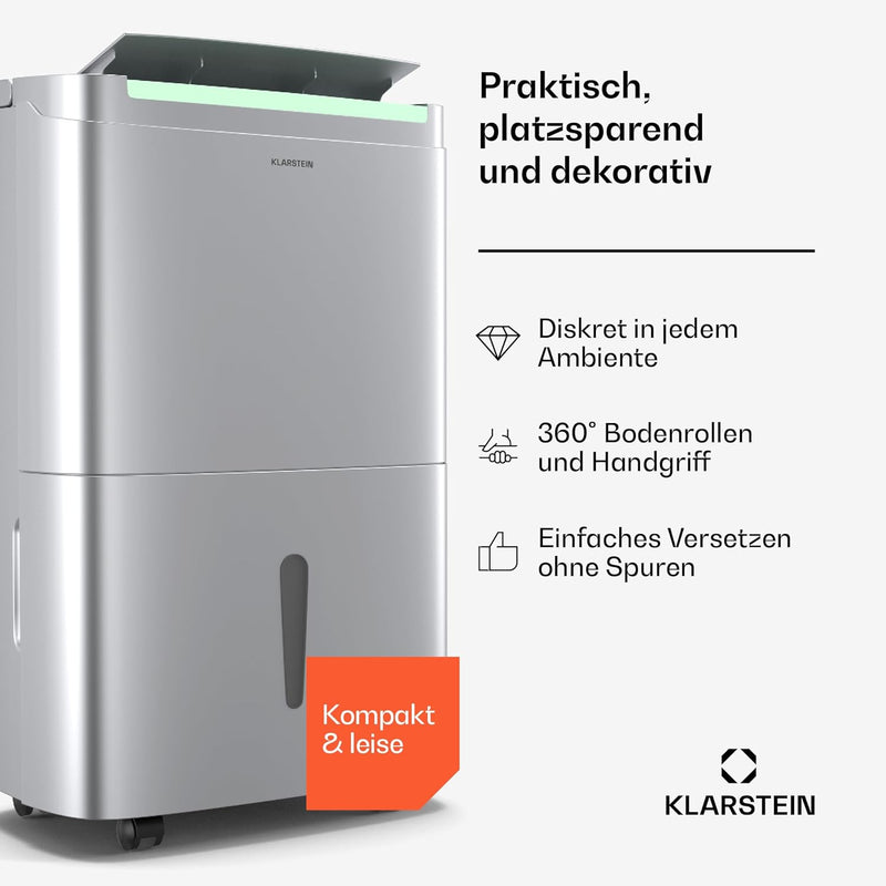 Klarstein DryFy Connect 50L Luftentfeuchter - 50L/Tag, WLAN-App-Steuerung, 7L Tank, 24h Timer, Autom