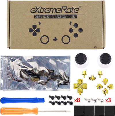 eXtremeRate 9 Modi 7 Farben DTF V3 LED Kit für ps5 Controller Ersatz Leuchttaste D-Pad Thumbsticks S
