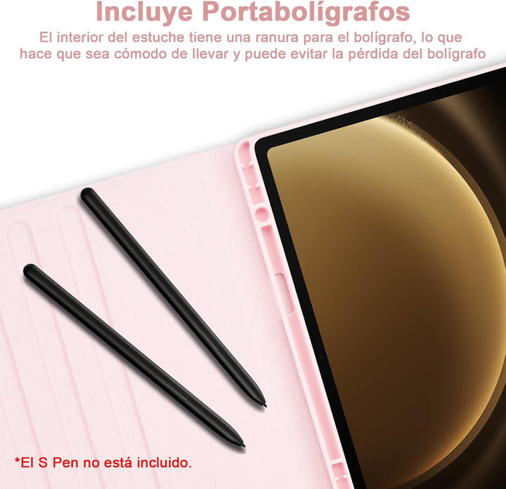 Bettdow für Samsung Galaxy Tab S9 FE/S9 2023 Tastatur Hülle, Rosa (Spanisch), Rosa