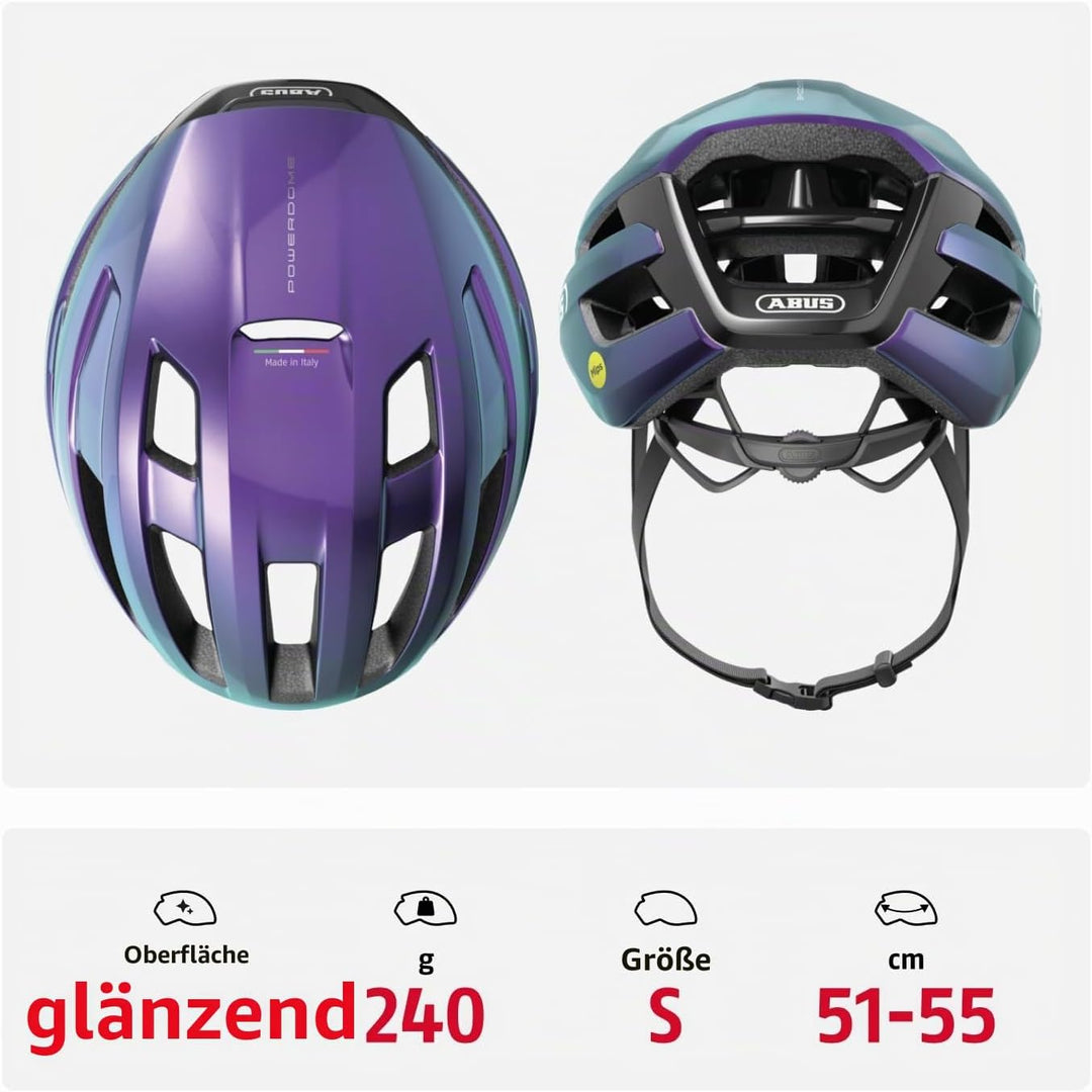 ABUS Rennradhelm PowerDome MIPS - leichter Fahrradhelm mit cleverem Belüftungssystem und Aufprallsch