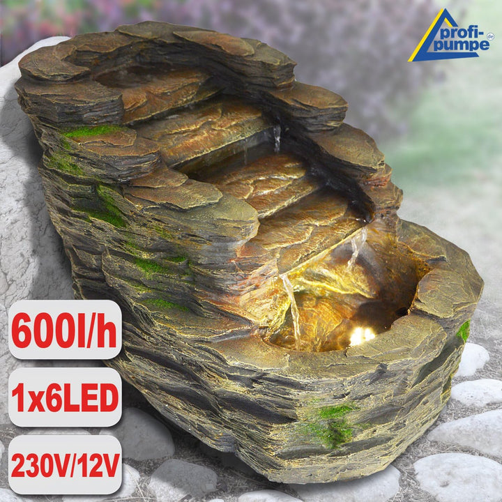 Gartenbrunnen Brunnen Zierbrunnen Zimmerbrunnen Brunnen mit LED-Licht 230V Wasserfall Wasserspiel fü