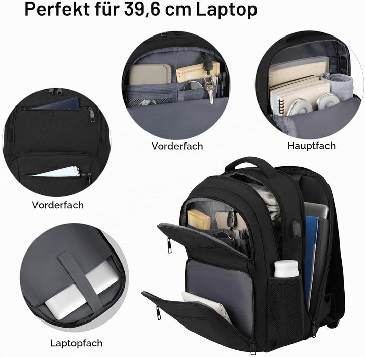 Rucksack Herren Damen, Schulrucksack Jungen Teenager, TSA Wasserdicht Arbeit 17.3 Zoll Laptop Rucksa