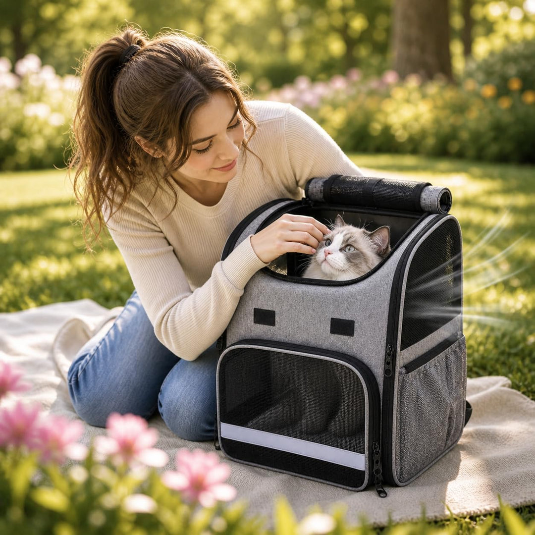 Katzenrucksack, Tragbare und Faltbare Katzentasche, Atmungsaktive und Leichte Hunderucksack, Multifu