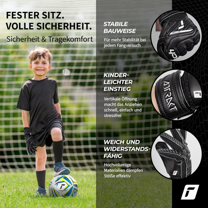 Reusch Jungen Attrakt Junior Unisex Torwarthandschuhe mit Aussennaht Schnitt und Solid Belag, Geeign