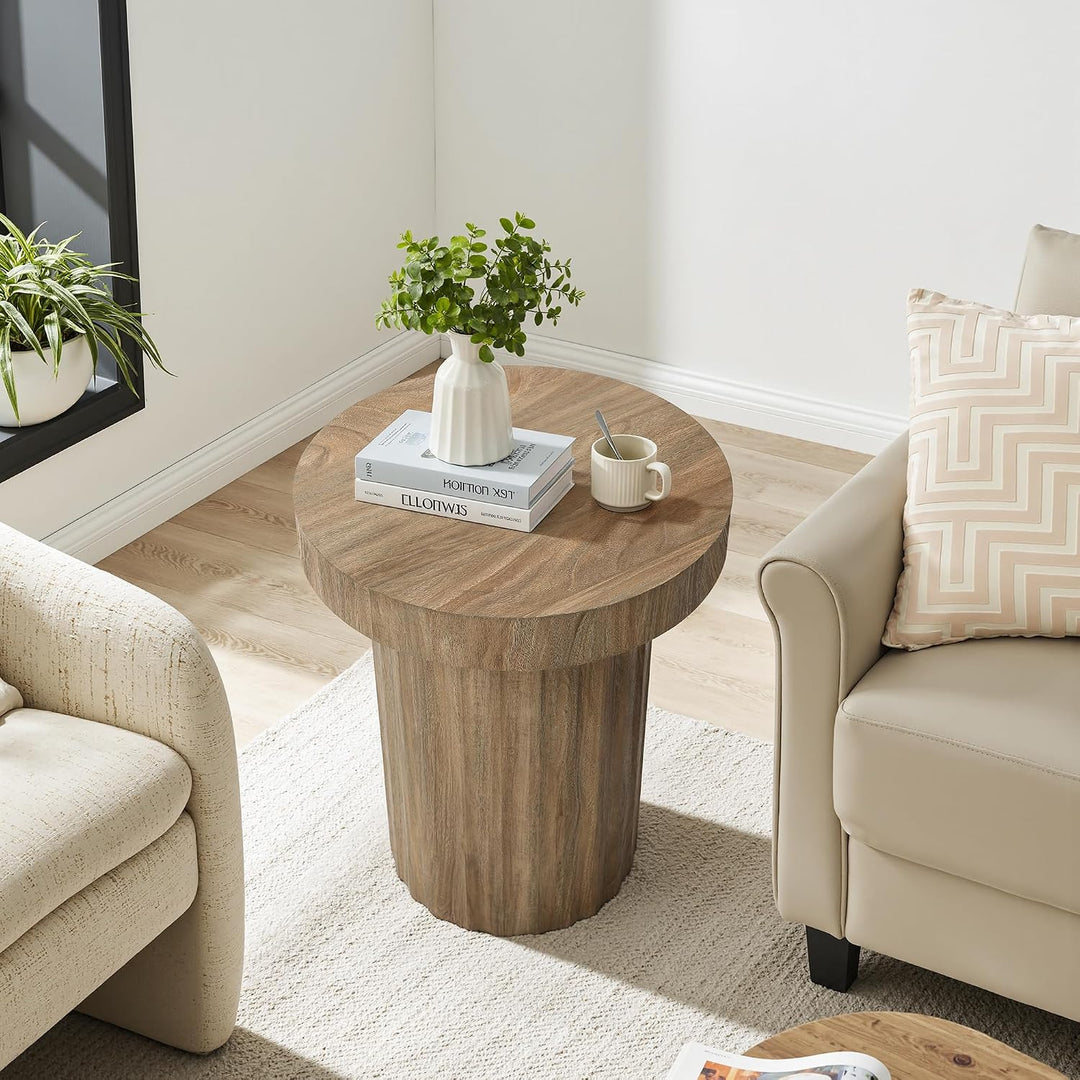 Hometopia Beistelltisch Rund Holz Ø40 cm, Kleiner Sofatisch Stabil, Moderner Couchtisch im Skandinav