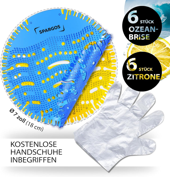 (12er-Pack) Spargos Urinalsieb mit Duft Urinal Stein, Spritzschutz Geruchsschutz für Toiletten in St
