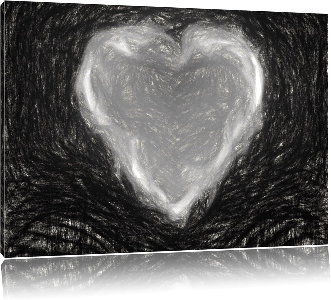 Pixxprint Herz aus Feuer als Leinwandbild/Grösse: 100x70 cm/Wandbild/Kunstdruck/fertig bespannt, 100