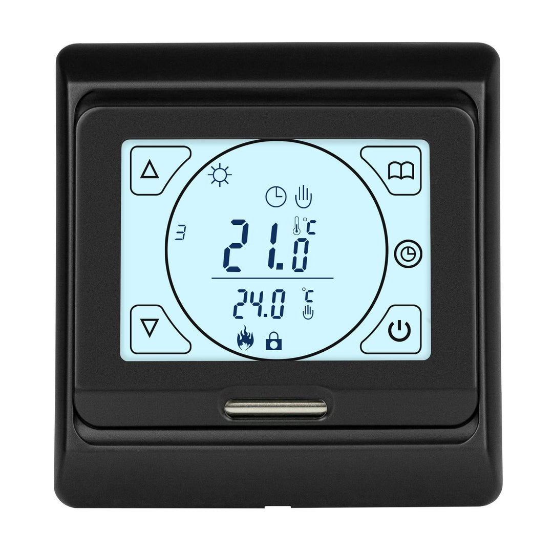 E91 Digital-Thermostat Raumregler mit Touch-Display und EXT. Sensor 10kOhm, für Fussbodenheizung ele
