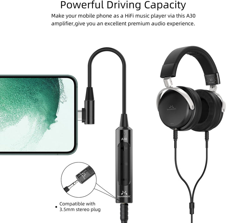 SoundMAGIC A30 Tragbarer Kopfhörerverstärker HiFi Stereo Kopfhörerverstärker Hhohe Auflösung DAC Ada