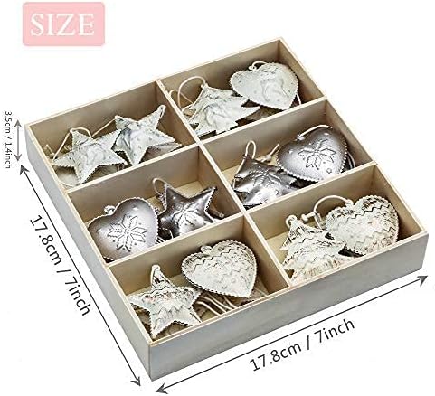 Valery Madelyn Metallanhänger mit Weihnachtsglocken 24er Set 5cm Weihnachtsanhänger Herz Stern Baum