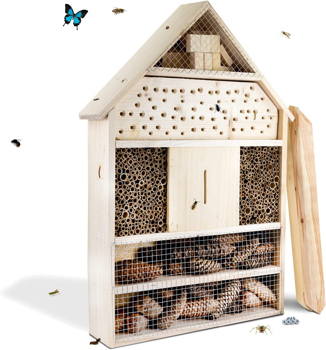 GARTENETAGE Insektenhotel XXL/Naturbelassenes, massives Insektenhaus & Bienenhotel/Insektenhotel zum