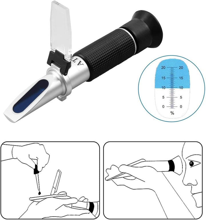 Brix-Refraktometer 0-20, Tragbares Zucker-Messgerät Professionelles Refraktometer Zur Messung Des Zu