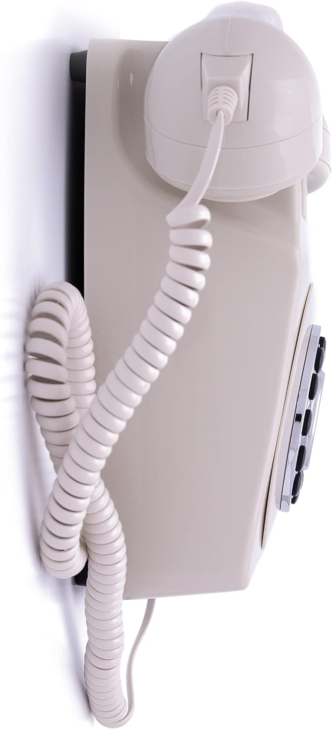 GPO 746WALL Retro Festznetztelefon mit Drucktasten zur Wandmontage mit authentischer Klingelton, Cre