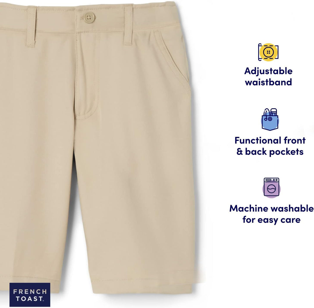 French Toast Boys' Little Flat Front Performance Stretch Short, Khaki, 4