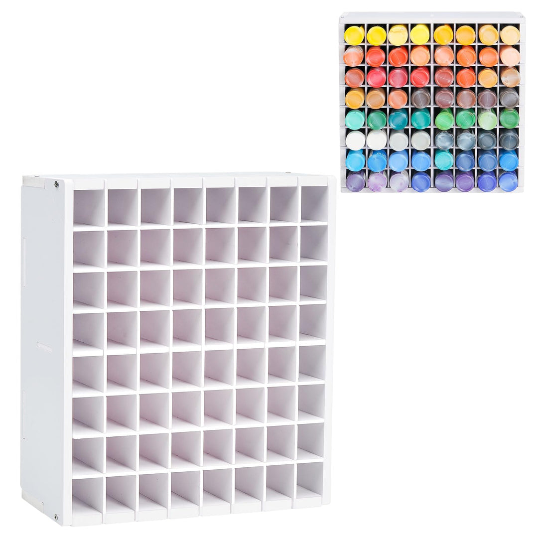 Krafetto Farbflaschen-Organizer mit 64 Fächern für 59-ml-/2-oz-Bastelfarben, Farbenregal aus PVC für