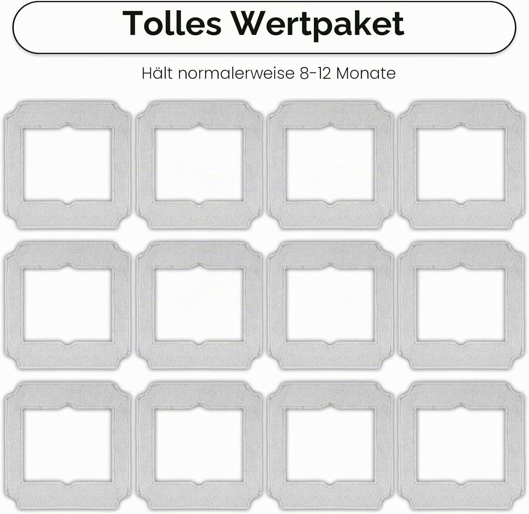 (12 Stück) Ersatz-Moppauflagen Kompatibel mit ECOVACS Winbot Mini Fensterreinigungroboter Teilenumme