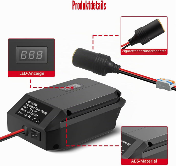 Step Down Konverter für Parkside 20V auf 12V Abwärtswandler Batterie Adapter,DIY Konverter Power Sta