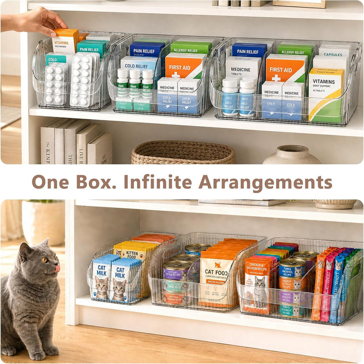 3er Set Aufbewahrungsboxen mit verstellbaren Trennwänden, Küchen Organizer Transparent 3er Set, Tran
