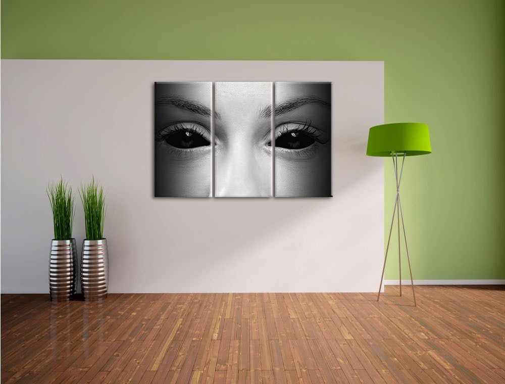 Pixxprint Böse Dämonenaugen Kunst B&W als Leinwandbild/Grösse: 3 Teilig (120x80) cm/Wandbild/Kunstdr