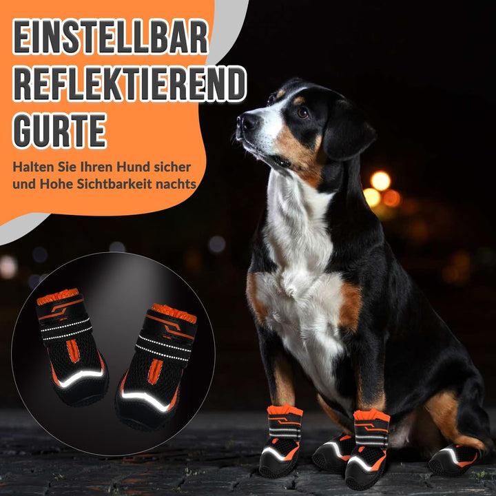 Eyein Hundeschuhe Pfotenschutz, 2 Stück atmungsaktiv Hundeschuhe mit Rutschfester Sohle und reflekti