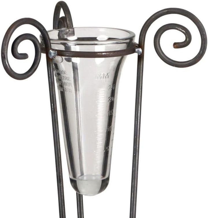 Regenmesser mit Glas Höhe 100 cm 3-Bein Edelrost, Erdspiess 19 cm