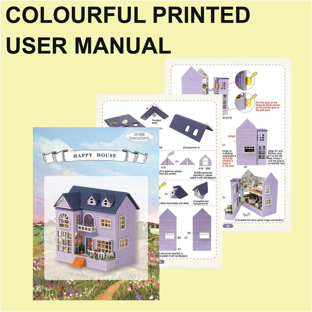 CUTEROOM DIY Miniatur Haus Puppenhaus Kit Puppenhaus Miniatur mit Möbeln und LED-Licht Miniatur Haus