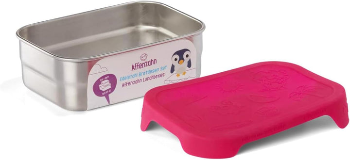 Affenzahn Edelstahl Brotdose inkl. Snack-Box Silikon-Deckel BPA-frei Spülmaschinenfest Eule - Türkis