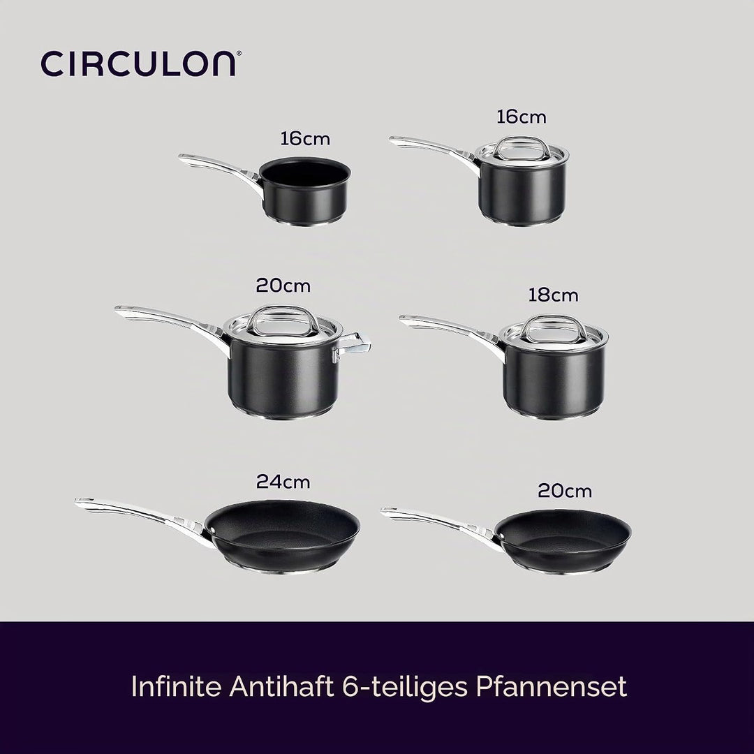 Circulon Infinite topfset induktion - 6 teilig Antihaft-Töpfe und kochtopf set mit Edelstahldeckeln