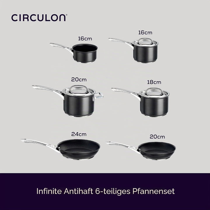 Circulon Infinite topfset induktion - 6 teilig Antihaft-Töpfe und kochtopf set mit Edelstahldeckeln