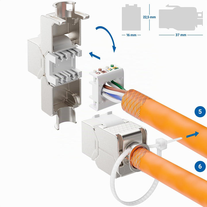 deleyCON 24x Keystone Modul CAT 6a Jack - Vollgeschirmt STP RJ45 Buchse Werkzeugfrei Dank Snap-In Mo