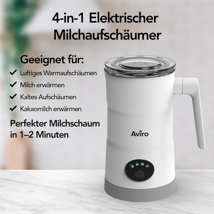 Brixy 4 in 1 Elektrischer Milchaufschäumer - 350 ml - Aufschäumen und Erhitzen - Cappuccino - Spülma