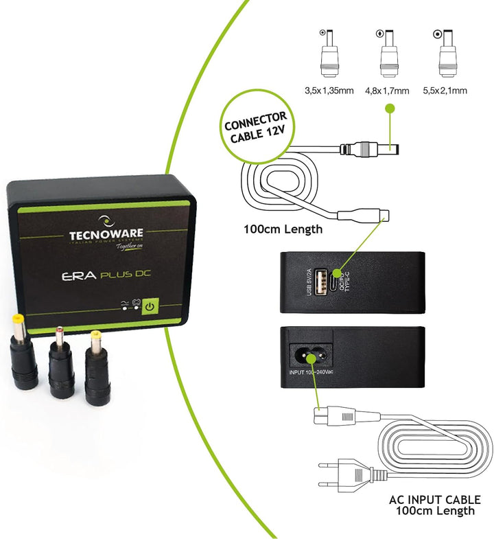 Tecnoware Power Systems Mini UPS ERA Plus DC für WiFi/Modem, Videoüberwachung, Nicht für Gaming-PC/K