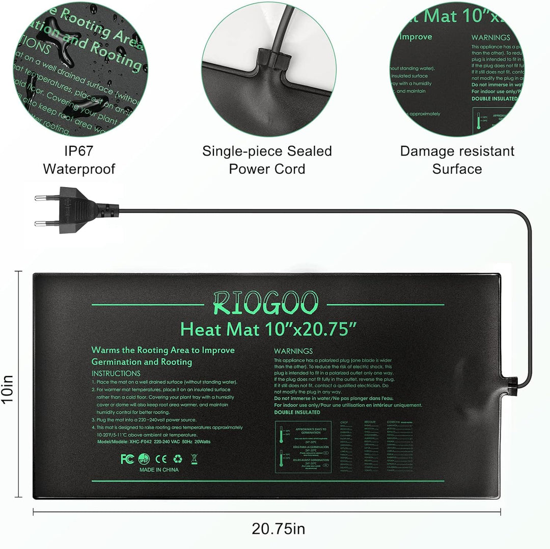 RIOGOO Heizmatte Wärmematte für Sämling Germination und Haustier,Wasserkultur-Samen-Reptil-Betriebsh