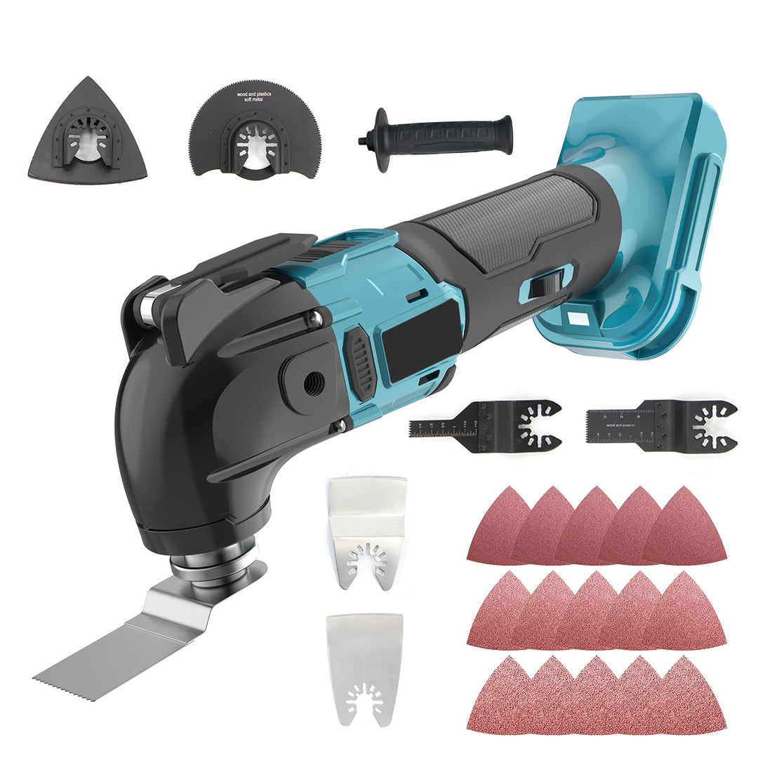 Bürstenloser Akku-Exzenterschleifer 18V, Ersatz für Makita 18V BL1830, mit 6 Gänge und 12 pcs Schlei