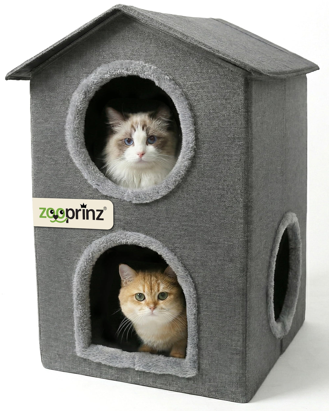 zooprinz katzenhöhle cat cave – kuschelhöhle für Katzen & grosse Katze, warmes katzenbett beige mit