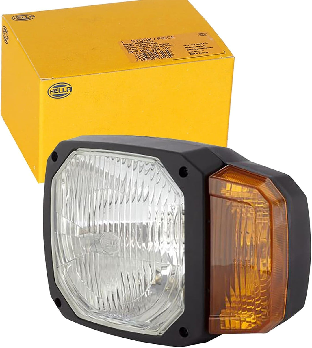HELLA - Halogen-Hauptscheinwerfer - 12V - Einbau - Lichtscheibenfarbe: gelb - Stecker: DEUTSCH Steck