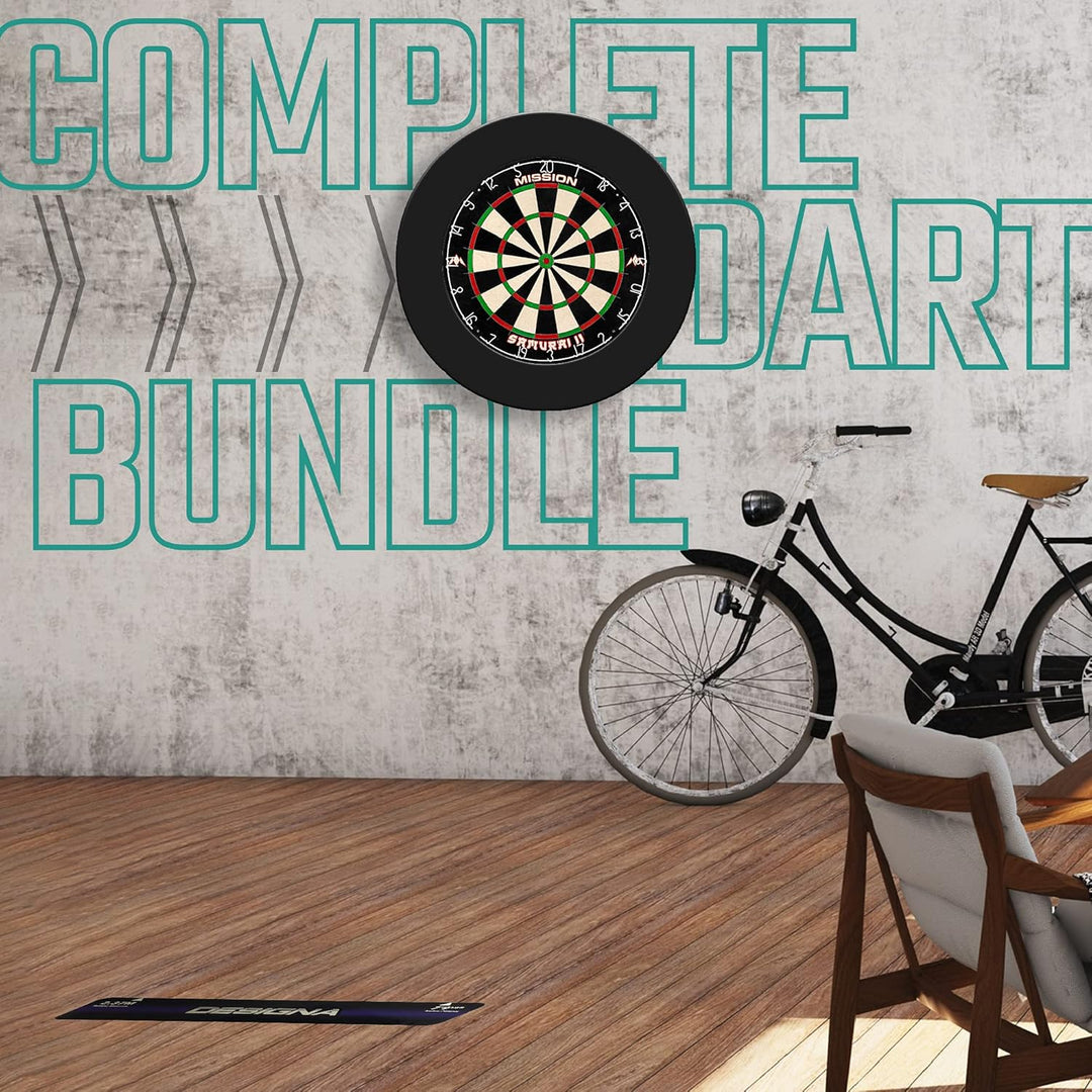 Mission Darts SU083 Samurai II Home Center | Darts und Dartscheibe Komplettpaket inkl. Surround und