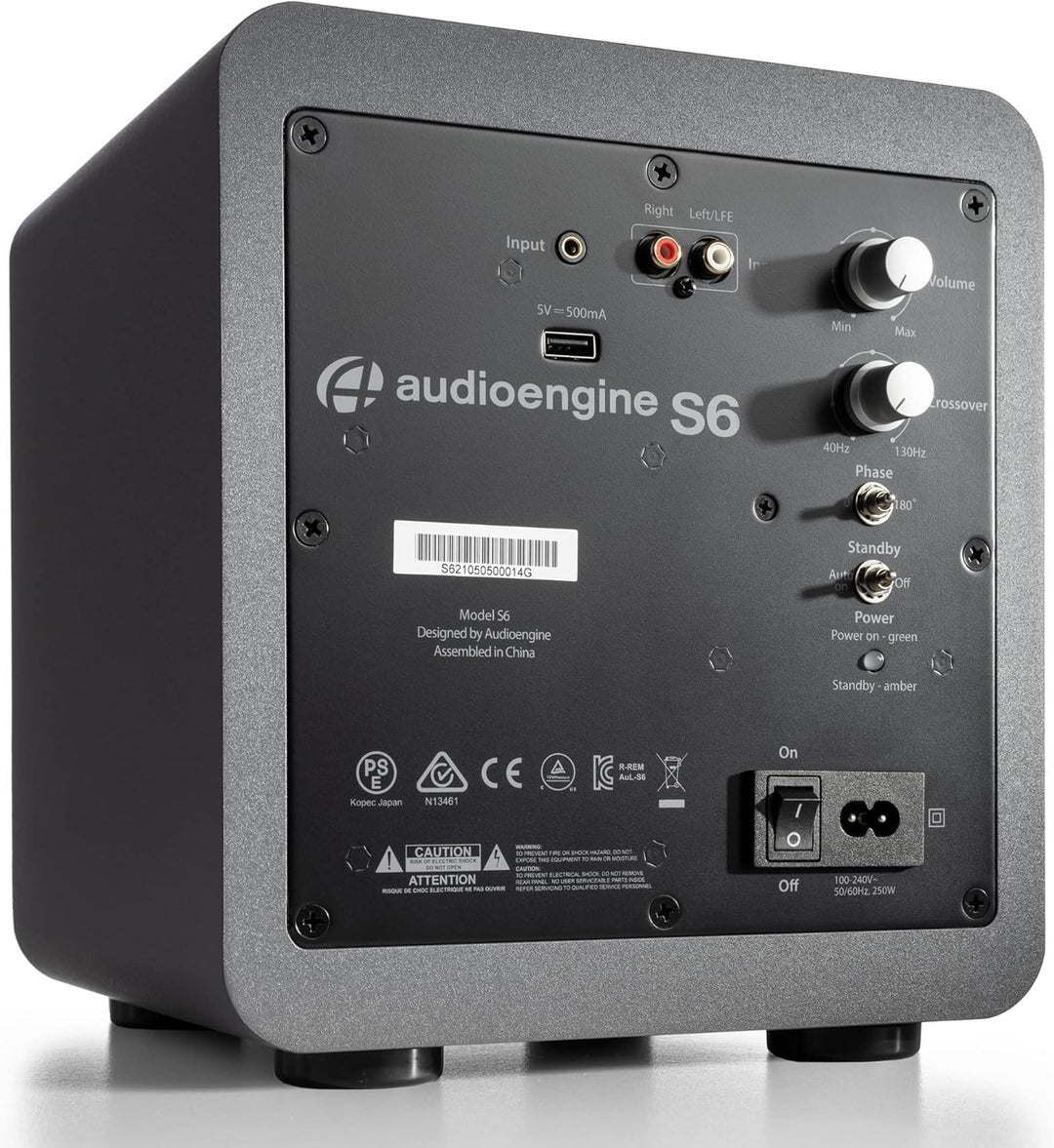 Audioengine S6 Aktiv Subwoofer 15 cm kompakte Grösse, kraftvoller Bass in einem kleinen Paket - 210