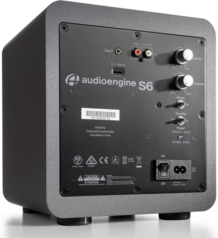 Audioengine S6 Aktiv Subwoofer 15 cm kompakte Grösse, kraftvoller Bass in einem kleinen Paket - 210